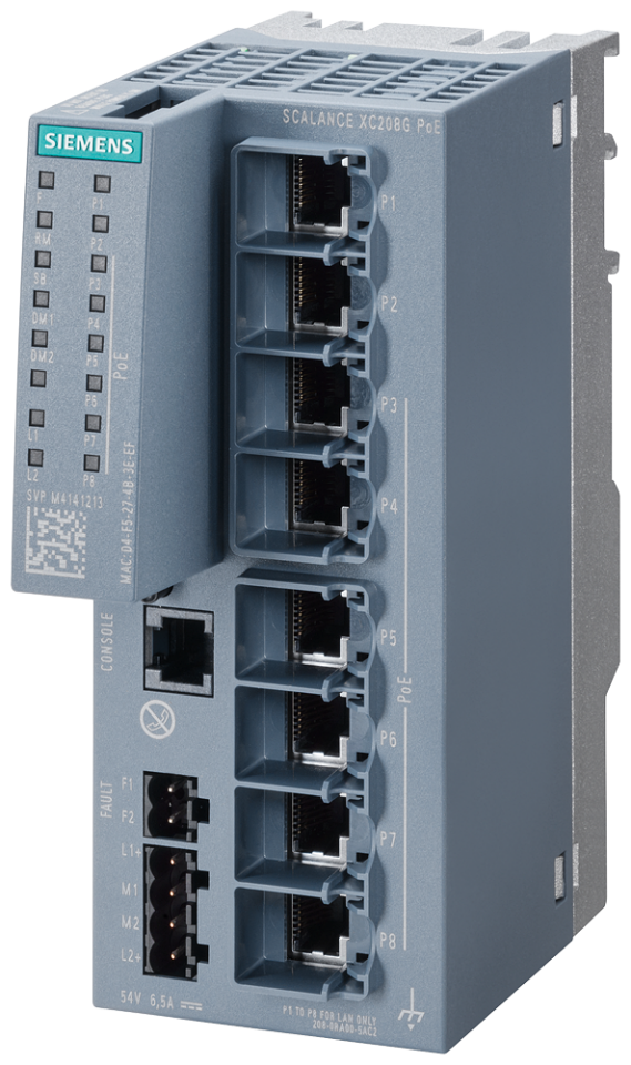 6GK5208-0RA00-5AC2 SCALANCE XC208G PoE Manageable Layer 2 IE PoE Switch;