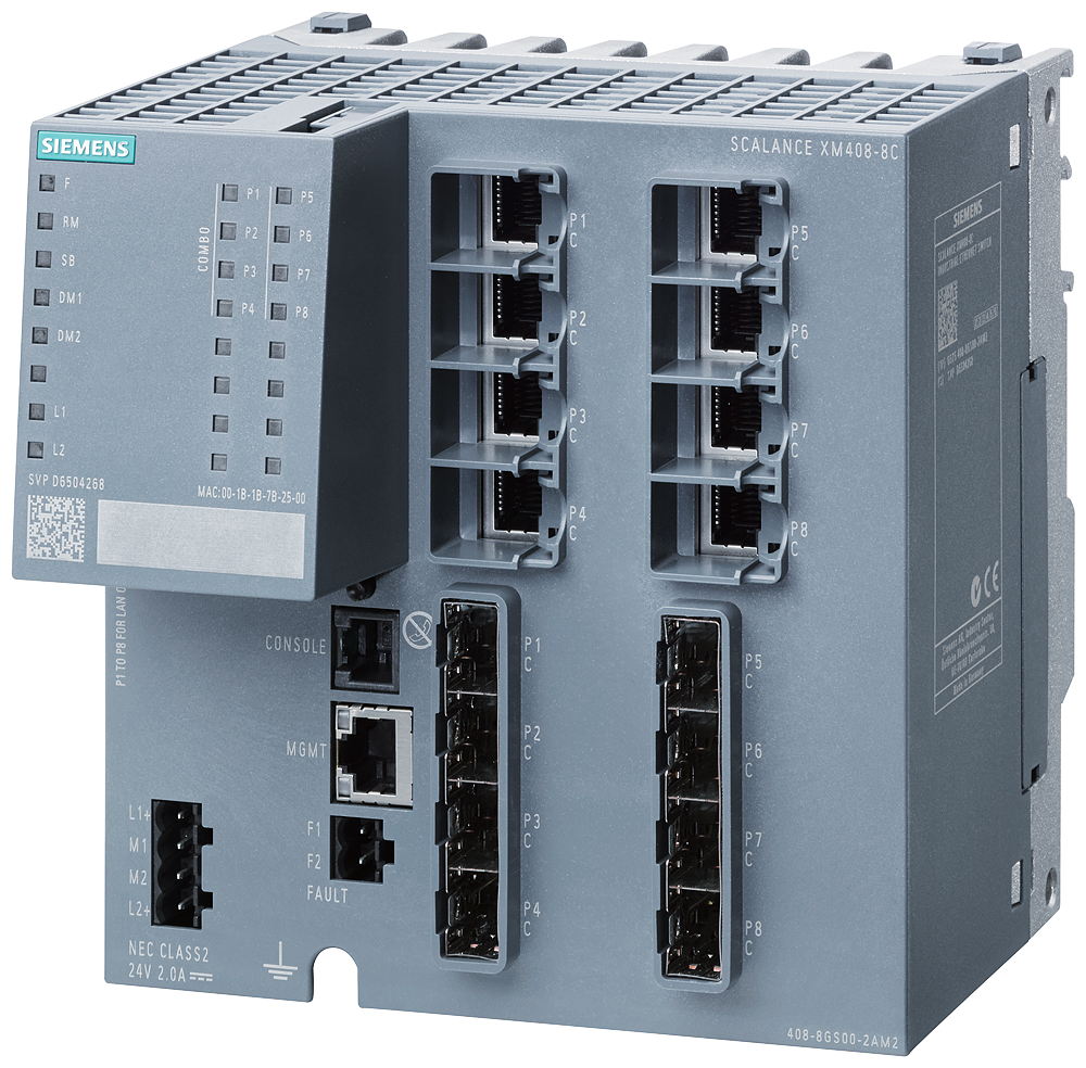 6GK5408-8GS00-2AM2 SCALANCE XM408-8C; managed modular IE switch; 8x 10/100/1000
