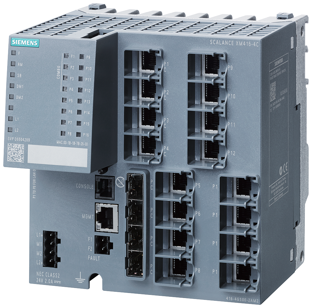 6GK5416-4GR00-2AM2 SCALANCE XM416-4C; managed modular IE switch; 16x 10/100/1000