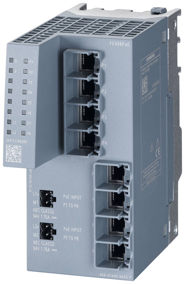 6GK5408-0PA00-8AP2 PE408PoE Port Extender for SCALANCE XM-400 managed