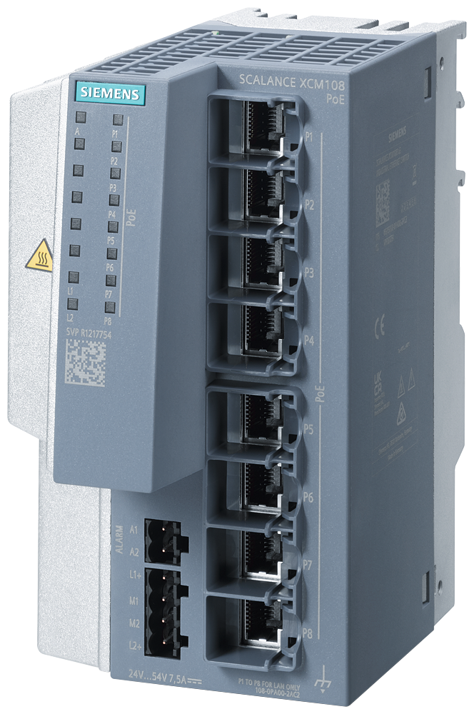 6GK5108-0PA00-2AC2 SCALANCE XCM108PoE (8x100 Mbit/s RJ45, PoE) unmanaged