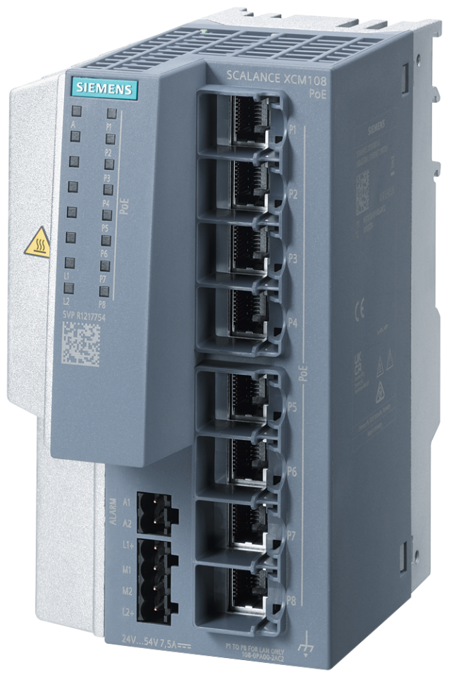 6GK5108-0PA00-2AC2 SCALANCE XCM108PoE (8x100 Mbit/s RJ45, PoE) unmanaged