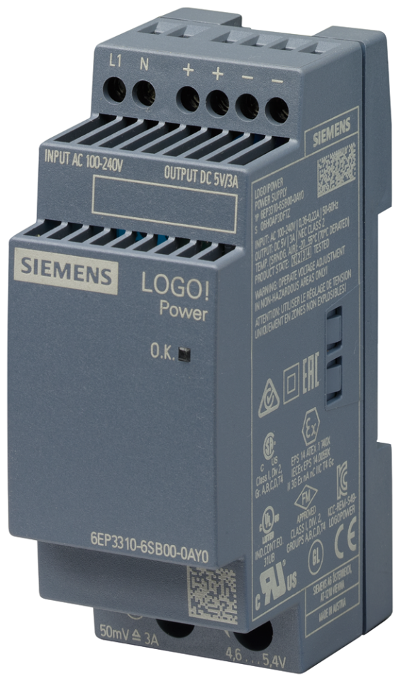 6EP3310-6SB00-0AY0 LOGO!POWER 5 V / 3 A stabilized power supply input: