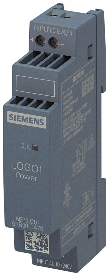 6EP3320-6SB00-0AY0 LOGO!POWER 12 V / 0.9 A stabilized power supply input: