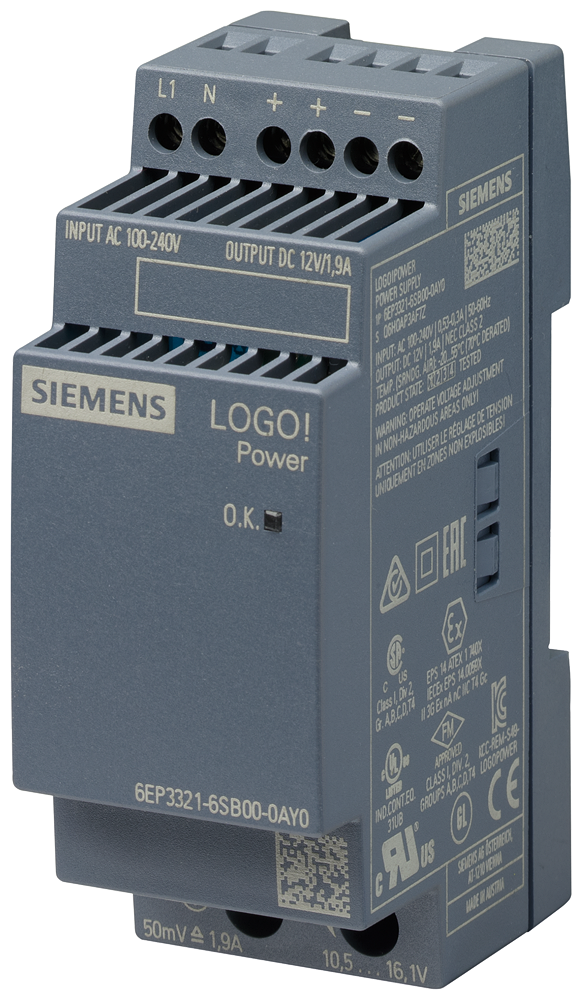 6EP3321-6SB00-0AY0 LOGO!POWER 12 V / 1.9 A stabilized power supply input: