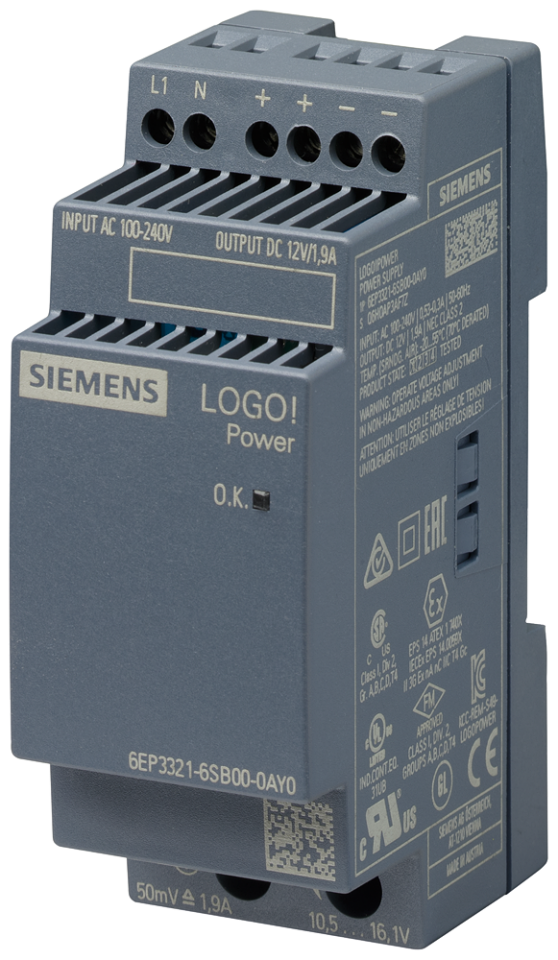 6EP3321-6SB00-0AY0 LOGO!POWER 12 V / 1.9 A stabilized power supply input: