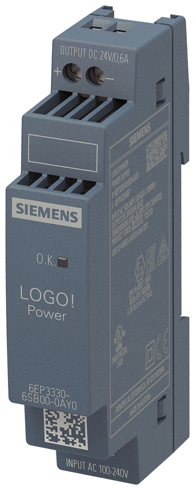 6EP3330-6SB00-0AY0 LOGO!POWER 24 V / 0.6 A stabilized power supply input: