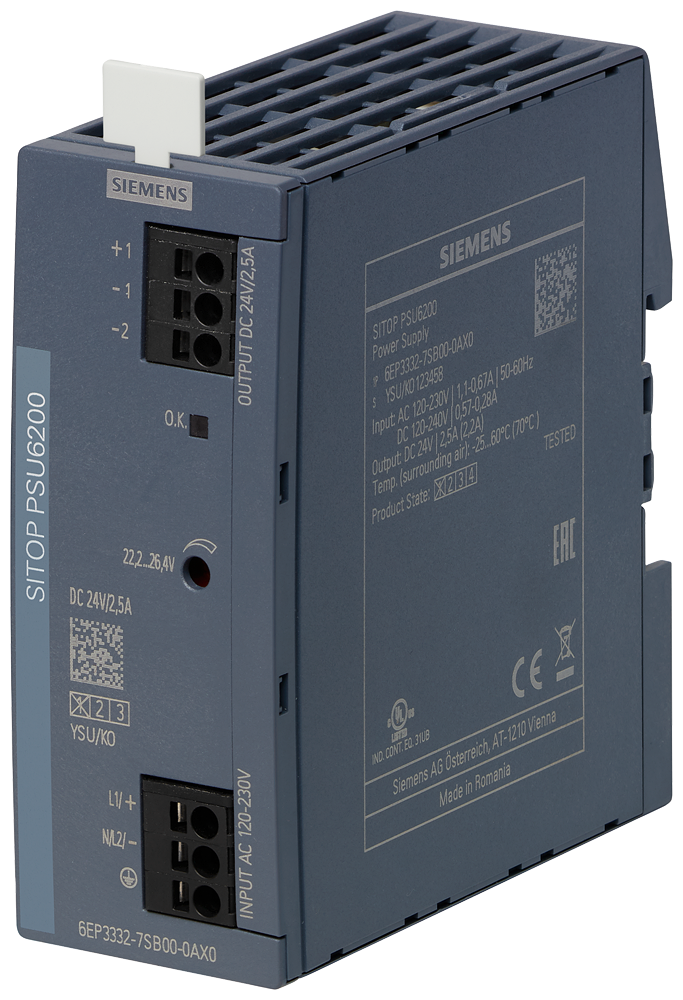 6EP3332-7SB00-0AX0 SITOP PSU6200 24 V/2.5 A stabilized power supply input: